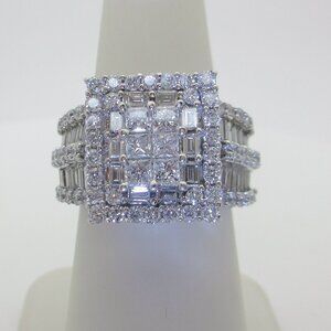 Natural Diamond Ring White Gold Anniversary 3.0ctw 14k Solid Size 7.25 R905
